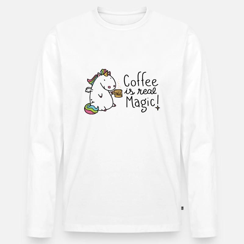 Coffee is real Magic - Männer Premium Bio Langarmshirt - Weiß