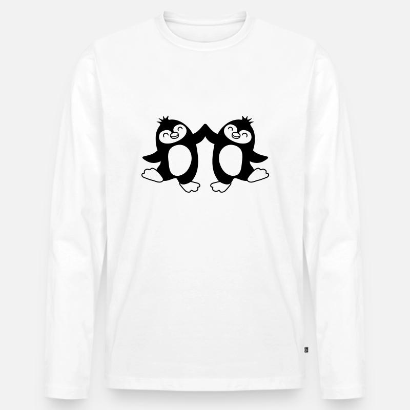 Begrüßung Pinguine High Five - Männer Premium Bio Langarmshirt - Weiß