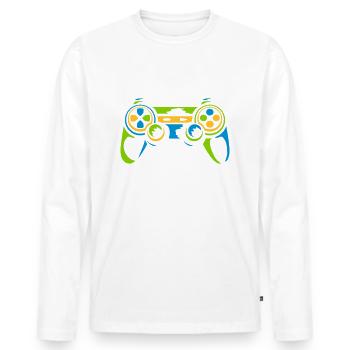 Bunter Controller Retro Konsole - Männer Premium Bio Langarmshirt - Weiß - Vorne - Nico (187cm)