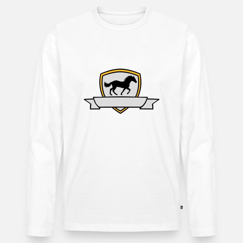 Banner Pferd Wappen Schild - Männer Premium Bio Langarmshirt - Weiß