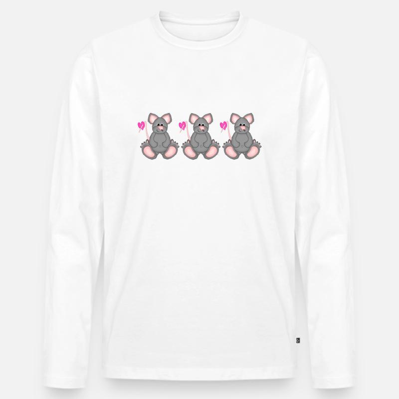 Mäuse mit Herz - Männer Premium Bio Langarmshirt - Weiß