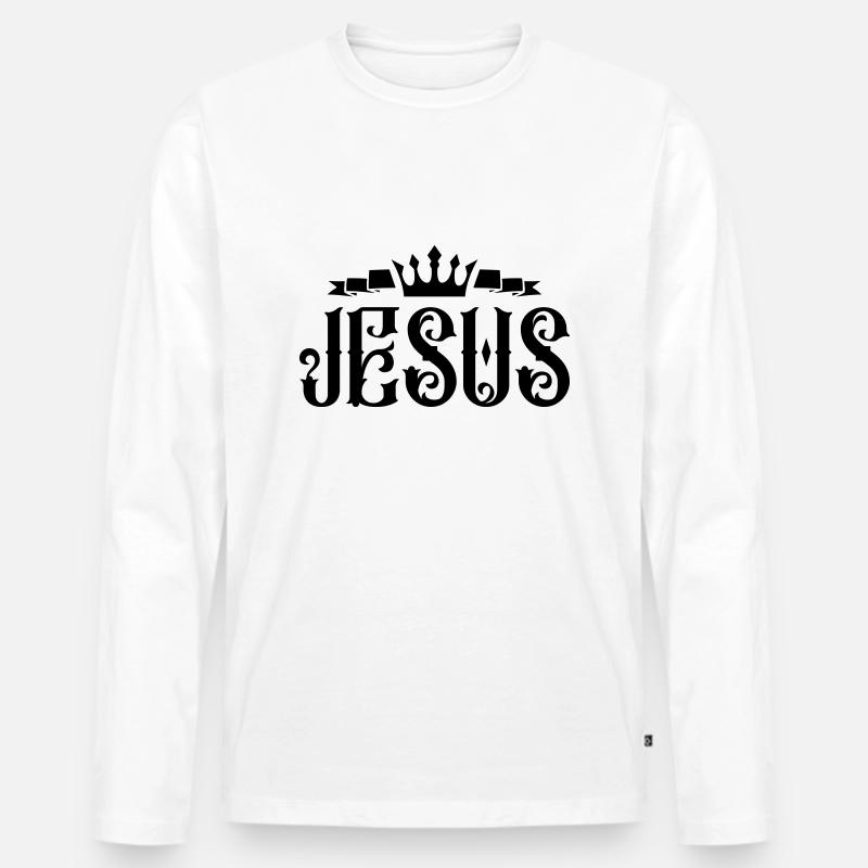 jesus - Männer Premium Bio Langarmshirt - Weiß
