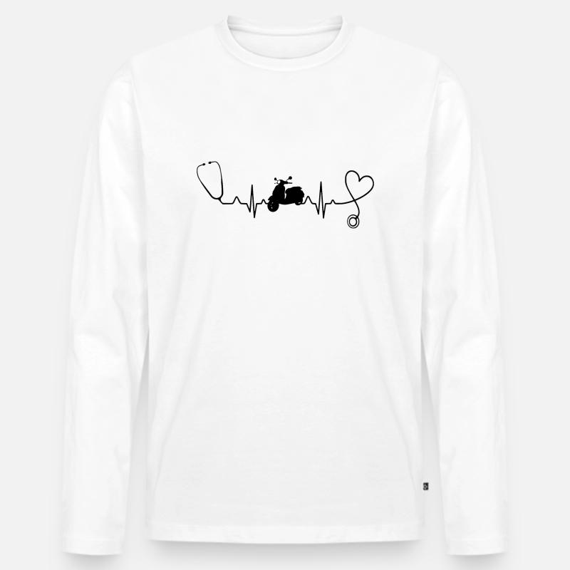 Roller Moped Herzschlag - Männer Premium Bio Langarmshirt - Weiß