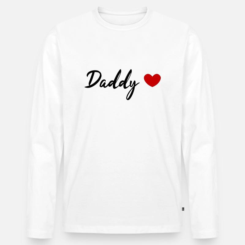 Papa mit rotem Herz - Männer Premium Bio Langarmshirt - Weiß