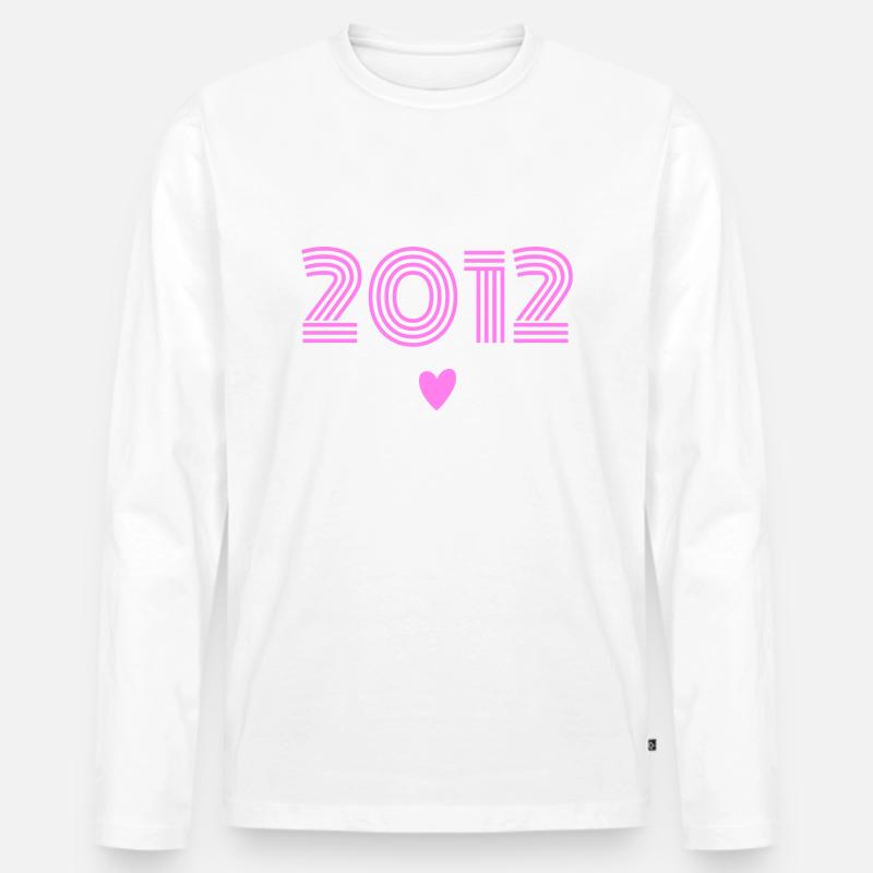 Jahrgang 2012 Mädchen - Männer Premium Bio Langarmshirt - Weiß