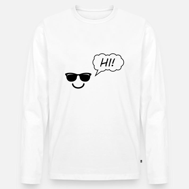 smileface Hi - Männer Premium Bio Langarmshirt - Weiß