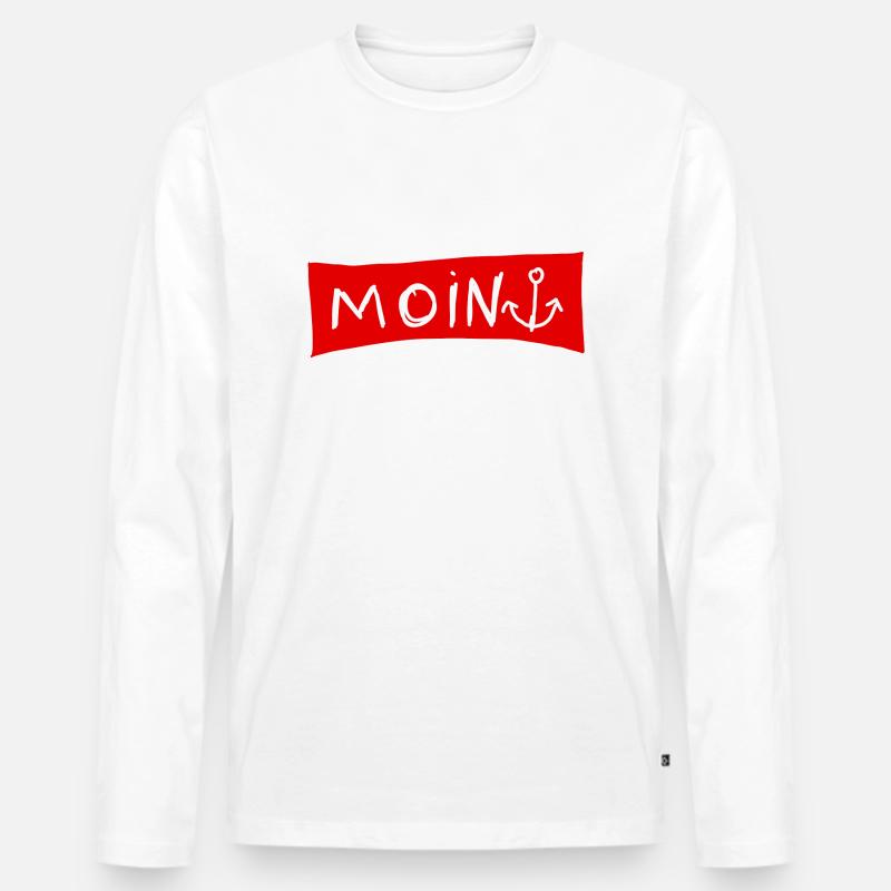 Moin - Männer Premium Bio Langarmshirt - Weiß