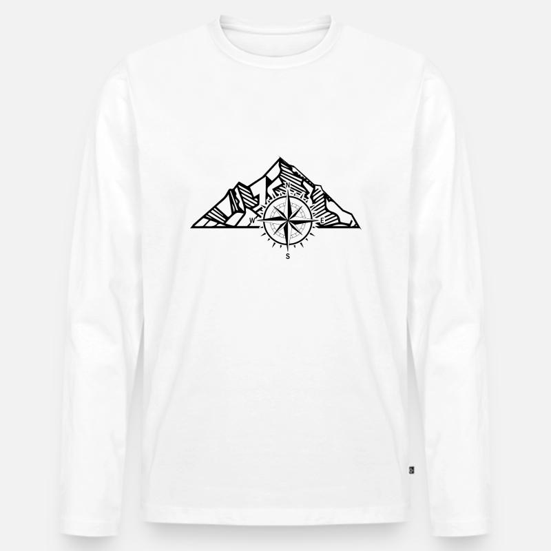 Kompass - Berg - (9) - Männer Premium Bio Langarmshirt - Weiß
