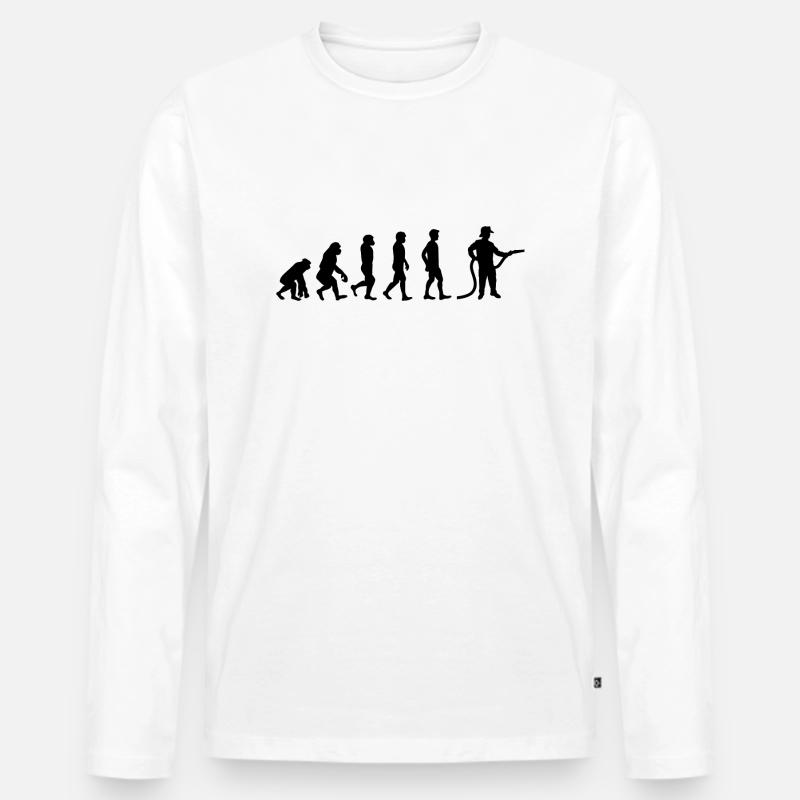 Evolution Feuerwehrmann schwarz - Männer Premium Bio Langarmshirt - Weiß