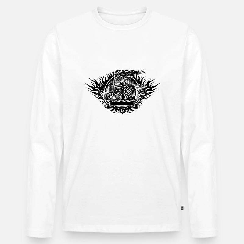 Tractor Pulling Logo - Männer Premium Bio Langarmshirt - Weiß