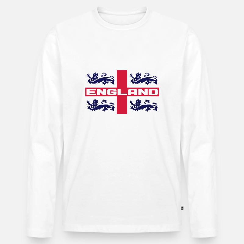 CROSS TEAM ENGLAND - Männer Premium Bio Langarmshirt - Weiß