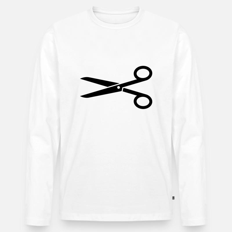 Schere - Männer Premium Bio Langarmshirt - Weiß