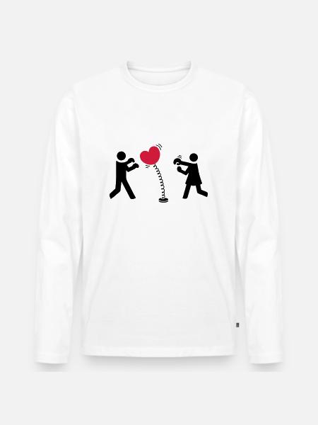 Herz boxen - Männer Premium Bio Langarmshirt - Weiß