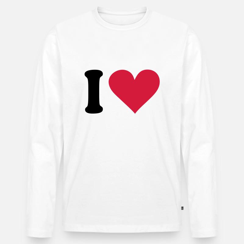 I - love - Männer Premium Bio Langarmshirt - Weiß