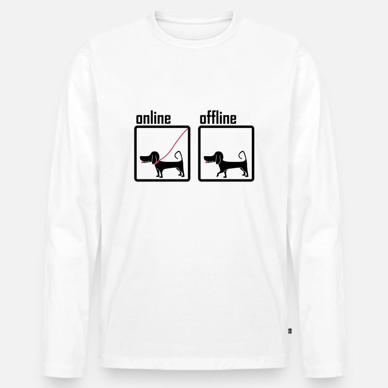 online / offline (Hund) - Männer Premium Bio Langarmshirt - Weiß