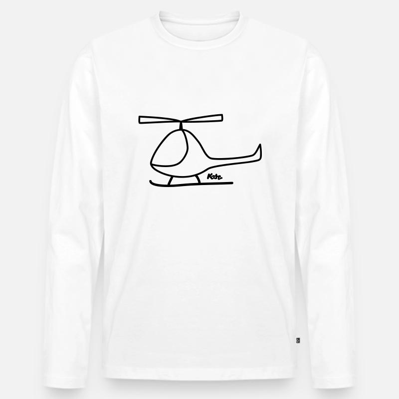 Hubschrauber - Männer Premium Bio Langarmshirt - Weiß