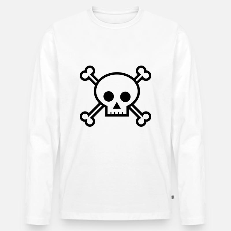 Totenschädel - Männer Premium Bio Langarmshirt - Weiß