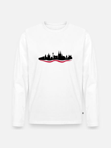 Koeln Skyline - Männer Premium Bio Langarmshirt - Weiß