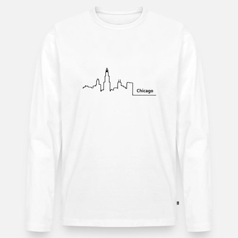chicago skyline - Männer Premium Bio Langarmshirt - Weiß