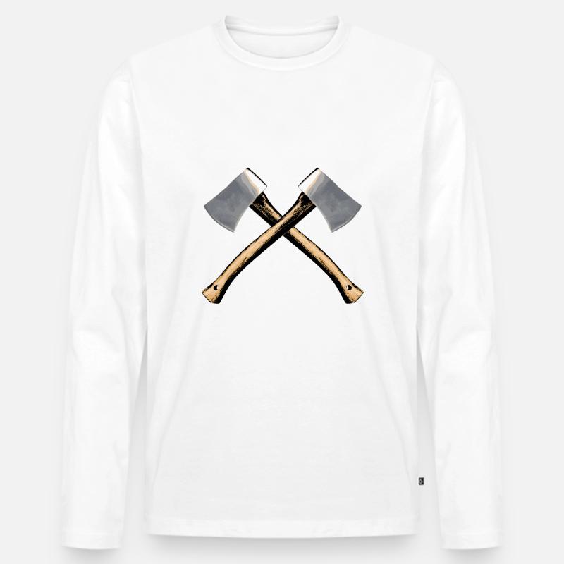Axt - Männer Premium Bio Langarmshirt - Weiß