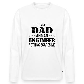 L'ingénieur papa me fait peur - T-shirt manches longues Premium bio Homme - blanc - Devant - Nico (187cm)