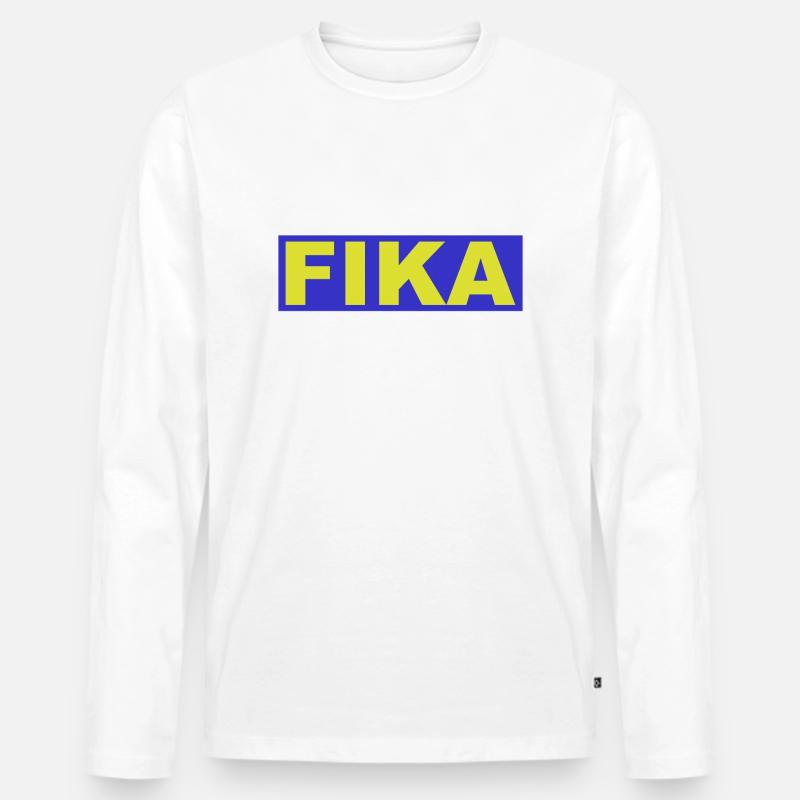 FIKA | Coffee Cake Calm Time-Out - Männer Premium Bio Langarmshirt - Weiß