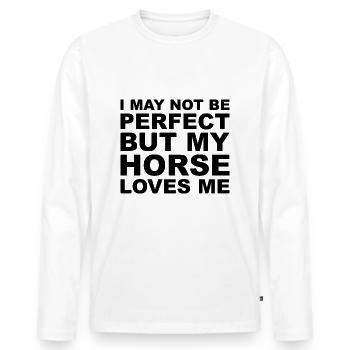 HORSE - NOT PERFECT - Männer Premium Bio Langarmshirt - Weiß - Vorne - Nico (187cm)