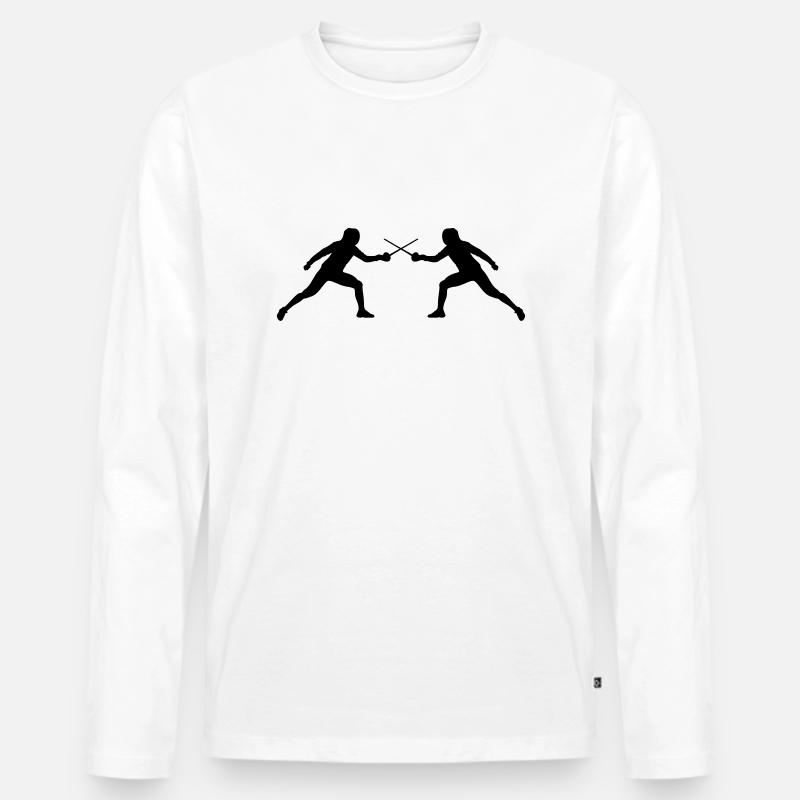 fechten_battle_fa1 - Männer Premium Bio Langarmshirt - Weiß