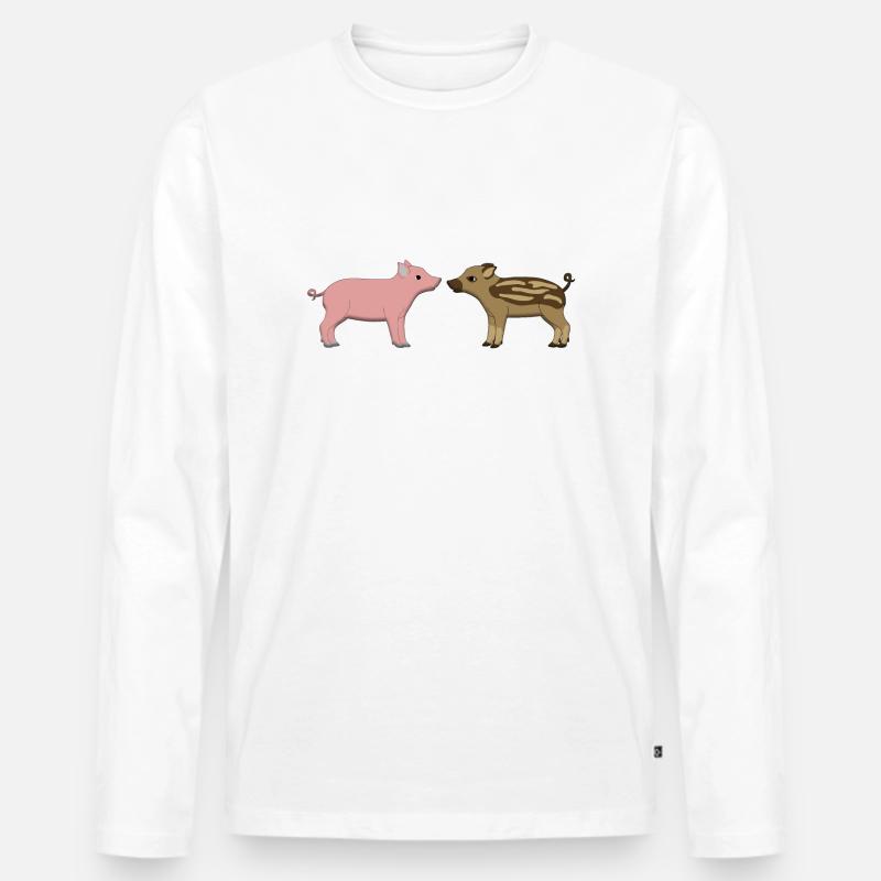 frischling_und_ferkel - Männer Premium Bio Langarmshirt - Weiß