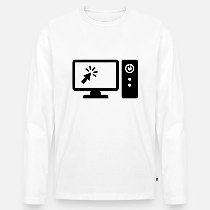 Computer - Männer Premium Bio Langarmshirt - Weiß