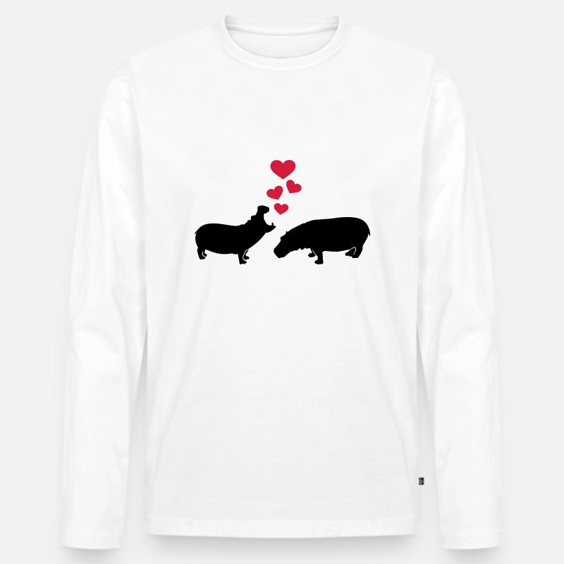 Nilpferd - Männer Premium Bio Langarmshirt - Weiß