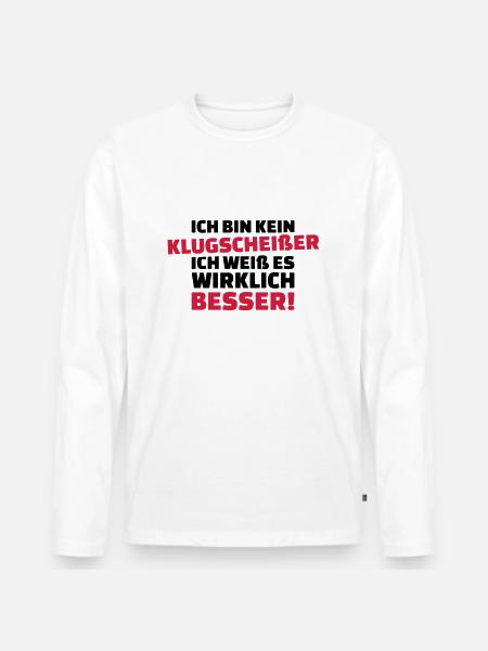 Klugscheißer - Männer Premium Bio Langarmshirt - Weiß