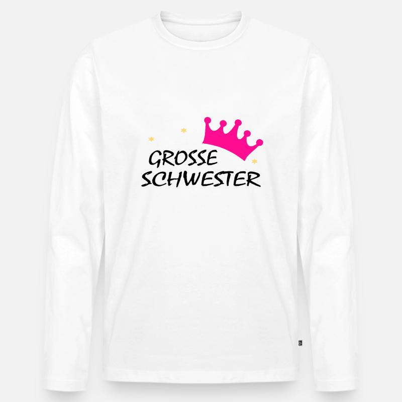 grosse schwester - Männer Premium Bio Langarmshirt - Weiß