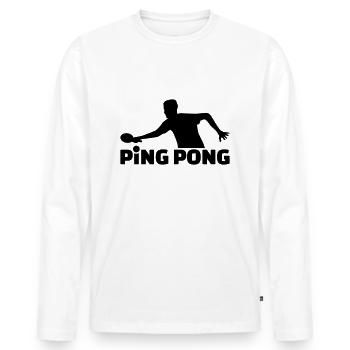 Ping Pong - T-shirt manches longues Premium bio Homme - blanc - Devant - Nico (187cm)