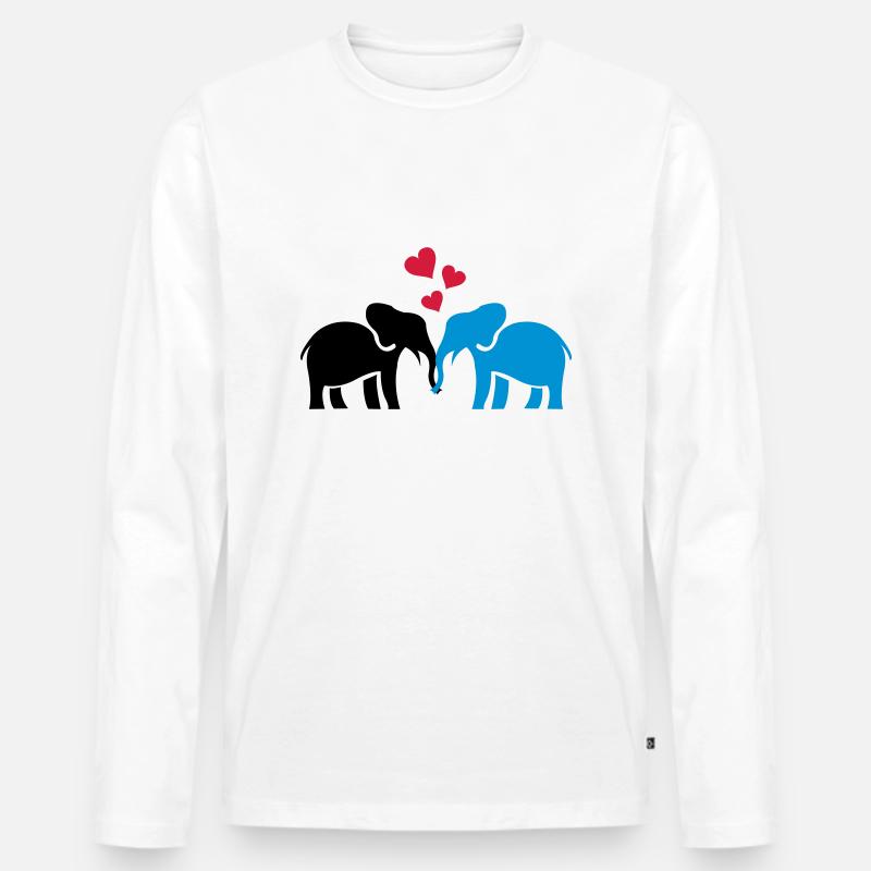 elefanten_liebe - Männer Premium Bio Langarmshirt - Weiß