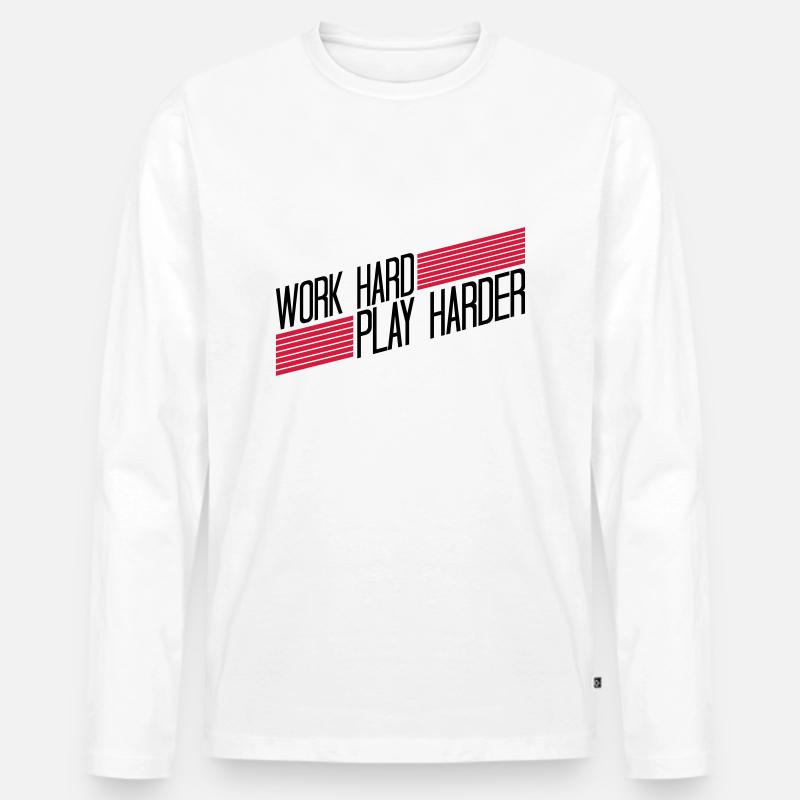 Play Harder Logo - Männer Premium Bio Langarmshirt - Weiß