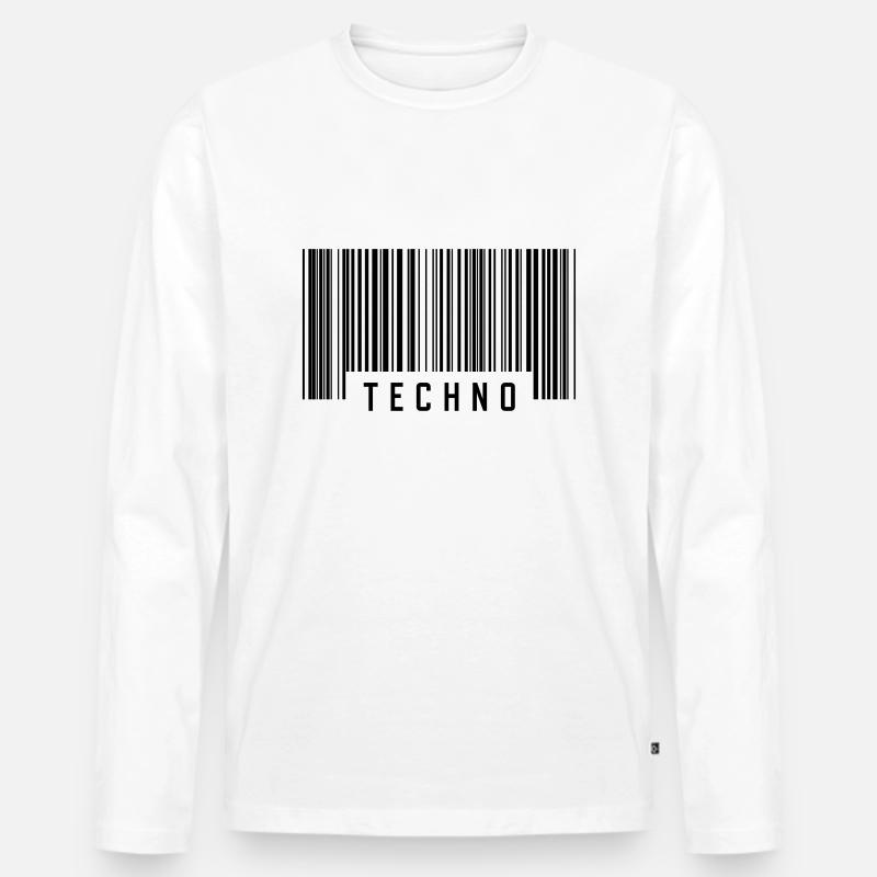 Techno - Männer Premium Bio Langarmshirt - Weiß