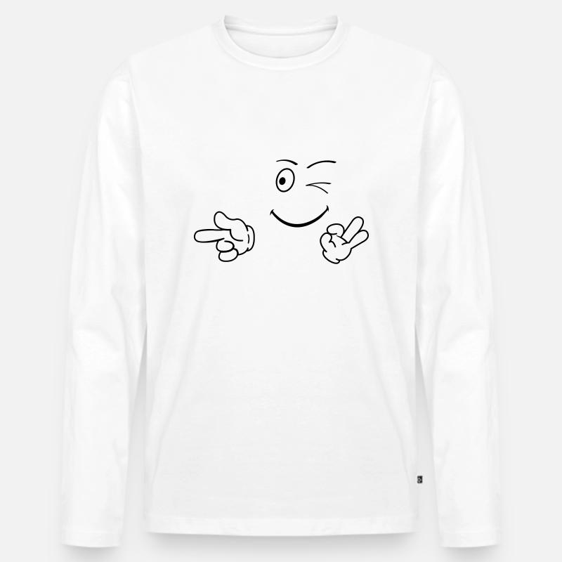 smileface_01 - Männer Premium Bio Langarmshirt - Weiß