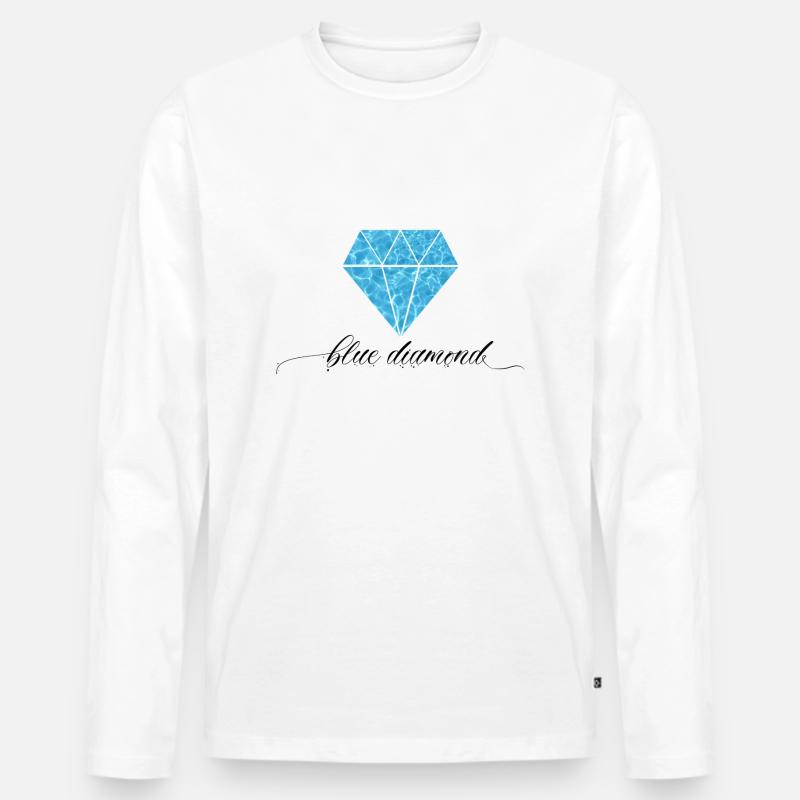 Blue Diamond - Blauer Diamant - Männer Premium Bio Langarmshirt - Weiß