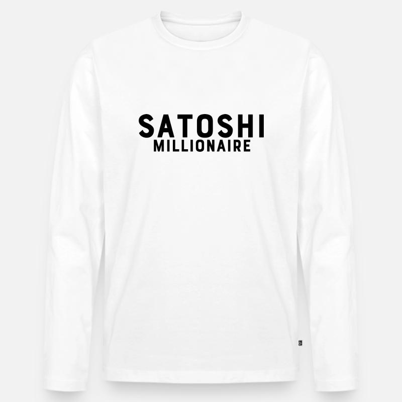Satoshi Millionär - Männer Premium Bio Langarmshirt - Weiß