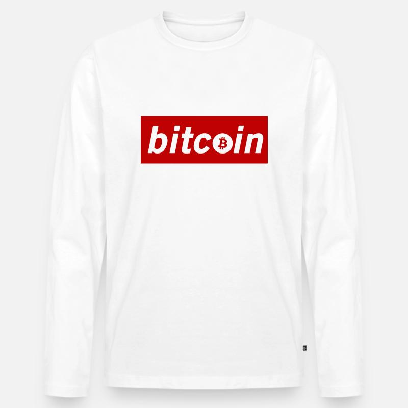 bitcoin - Bitcoin Logo Rot - Männer Premium Bio Langarmshirt - Weiß