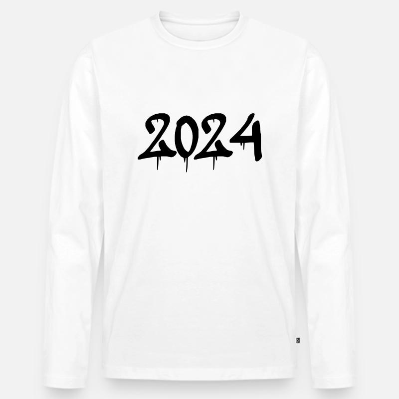 2024 - Männer Premium Bio Langarmshirt - Weiß
