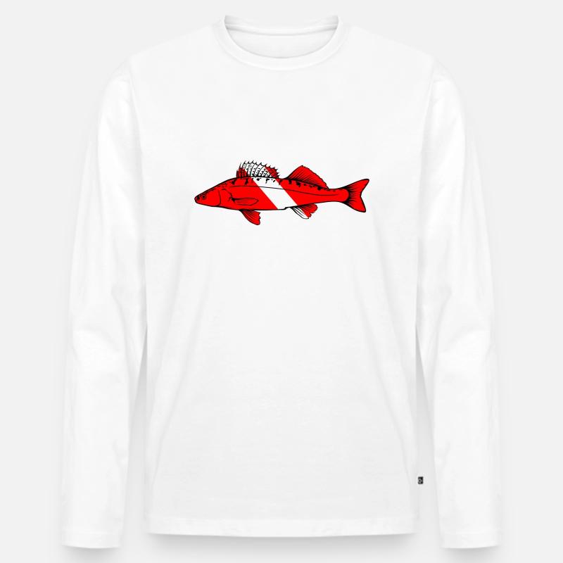 Zander von Scuba.Style - Männer Premium Bio Langarmshirt - Weiß