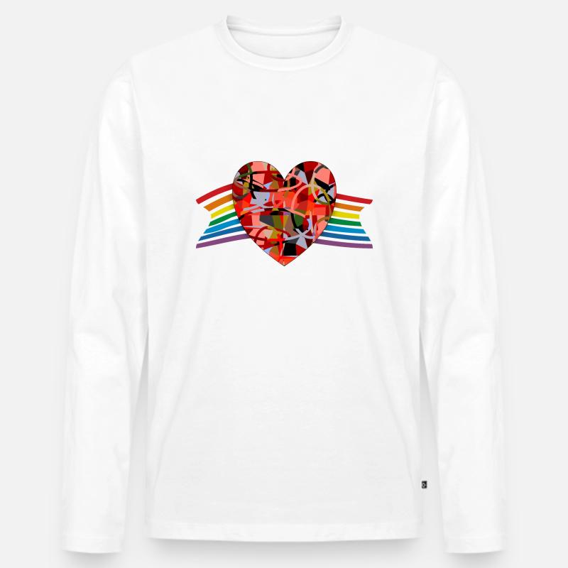 Herz - Männer Premium Bio Langarmshirt - Weiß