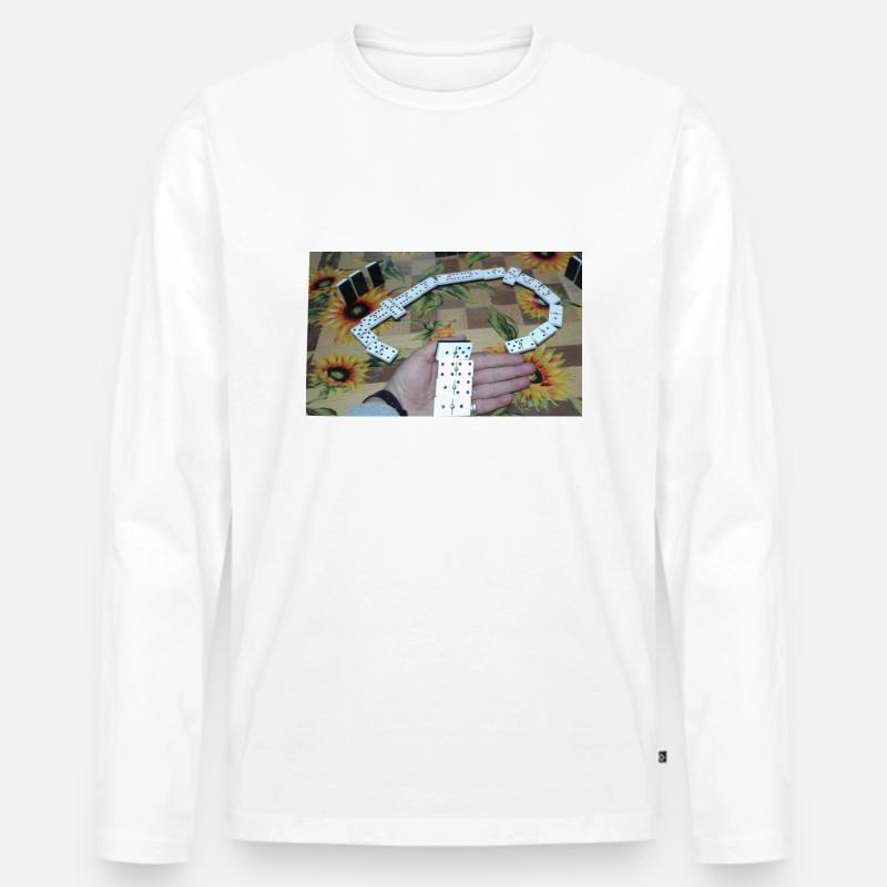 Domino - Männer Premium Bio Langarmshirt - Weiß