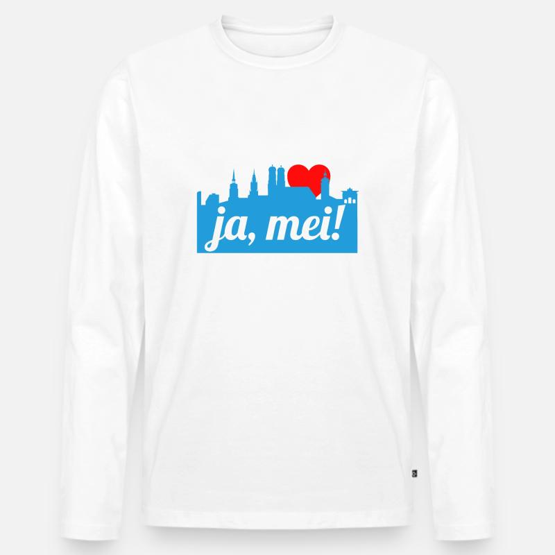 Ja mei! - Männer Premium Bio Langarmshirt - Weiß