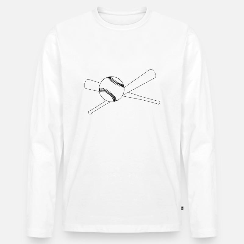 Baseball und 2 Schläger - Männer Premium Bio Langarmshirt - Weiß