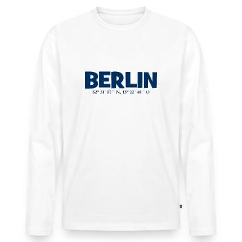 Coordonnées de Berlin - Latitude - Longitude - T-shirt manches longues Premium bio Homme - blanc - Devant - Nico (187cm)