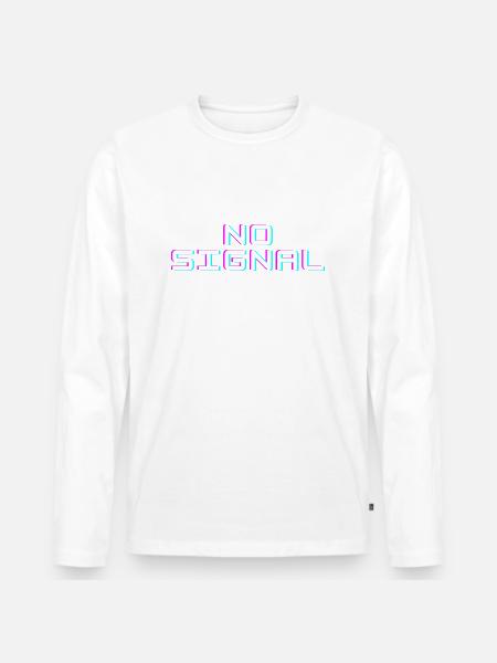 NO SIGNAL?! - Männer Premium Bio Langarmshirt - Weiß