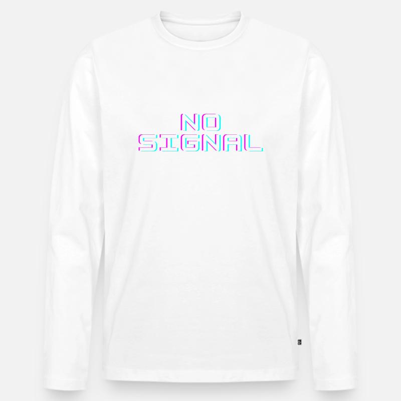 NO SIGNAL?! - Männer Premium Bio Langarmshirt - Weiß